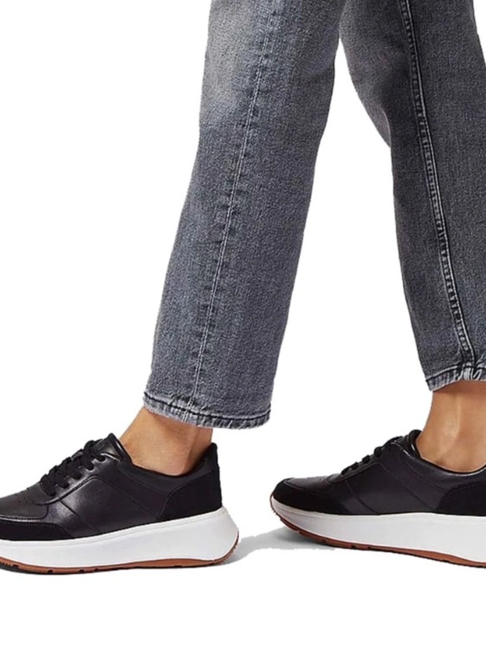 Fitflop Women's F-mode Black Leather Lace-Up Sneakers, size 9